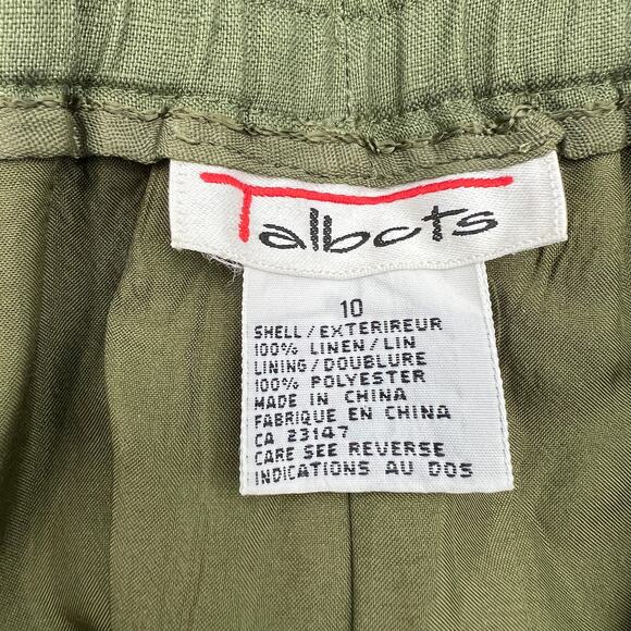 Vintage Talbots Linen Shorts Green Pleated Front - Picture 3 of 5